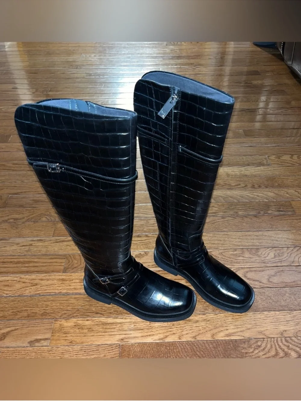 SARTO By Franco Sarto Ainsley Knee High Boot Black Croc Print Women’s Size 5.5